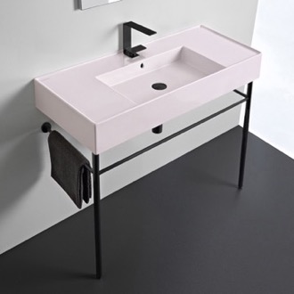 Console Bathroom Sink Modern Console Sink, Pink Ceramic Sink, 40